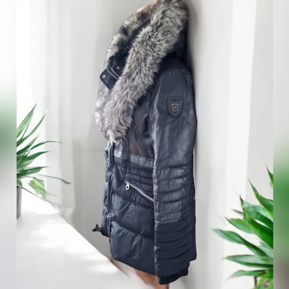 Point Zero Quilted Black Parka Coat Ladies Size M - Picture 3 of 11